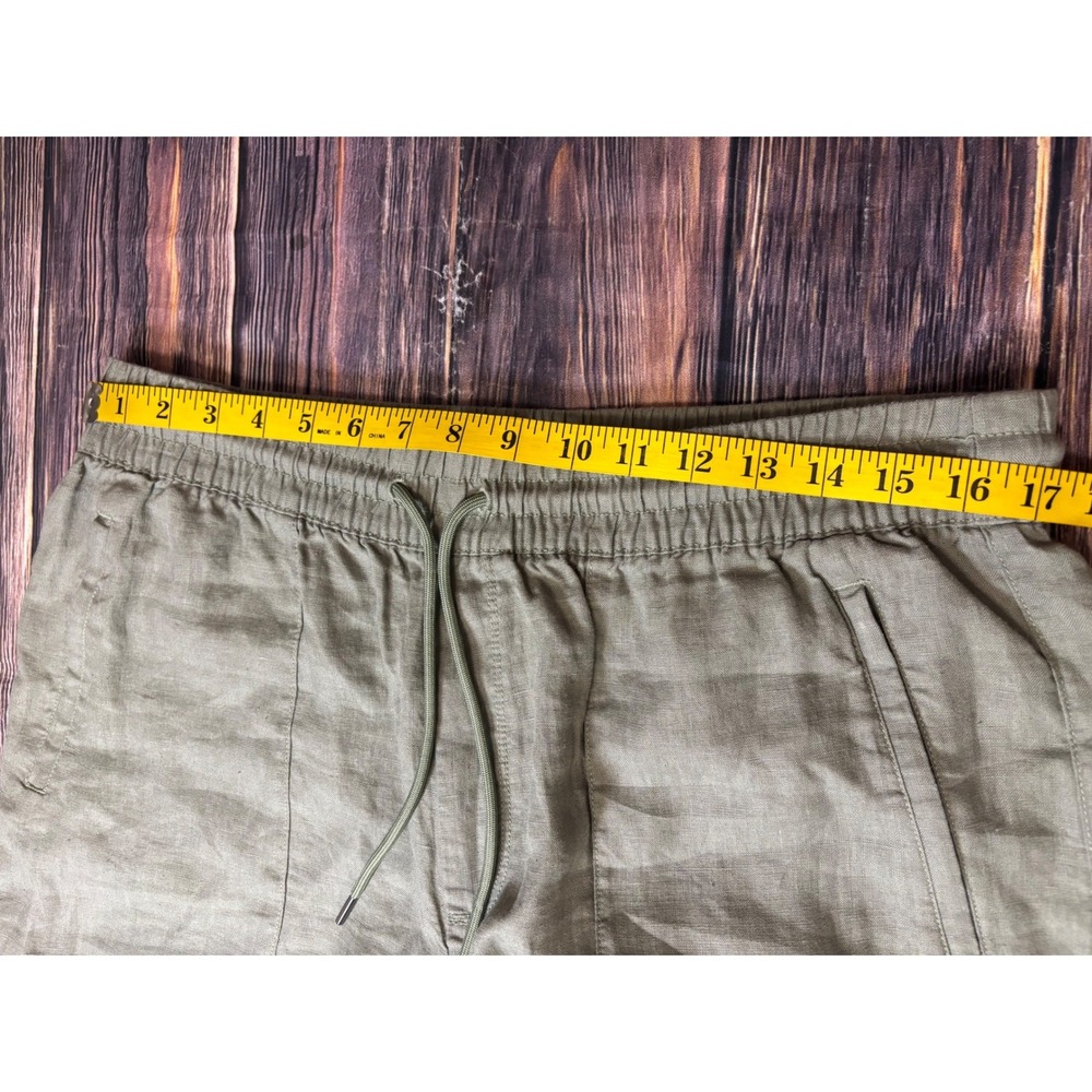 Athleta Wide Leg Pants Womens Size L Sage Green 100% Linen Drawstring Relaxed - Picture 9 of 14